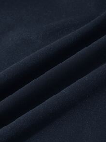 SHEIN EZwear 加絨內裏短款抽繩連帽衫 - 藏蓝色 - 查看 3