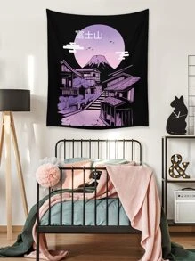 ROMWE Anime Tapiz con patrón de edificio - Multicolor - Ver 4