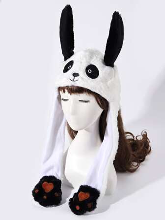Ear Decor Panda Design Fuzzy Hat