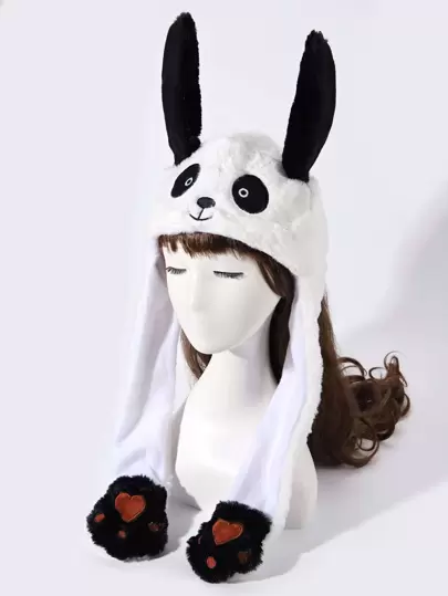 Ear Decor Panda Design Fuzzy Hat