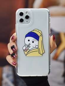 Cartoon Girl Print Clear Phone Case - Multicolor - View 1