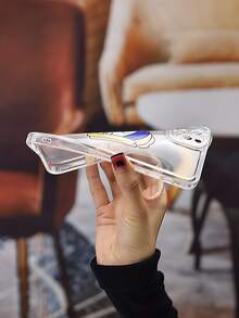 Cartoon Girl Print Clear Phone Case - Multicolor - View 4