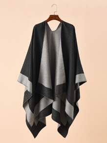 1 chiếc khăn choàng Poncho phối màu, thích hợp mặc hàng ngày - Nhiều màu - Xem 1