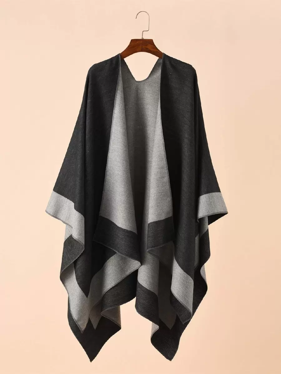 1 chiếc khăn choàng Poncho phối màu, thích hợp mặc hàng ngày - Nhiều màu - Xem 1