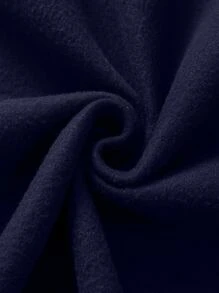 INAWLY Plus Zip Up Drop Shoulder Drawstring Thermal Lined Longline Hoodie - Navy Blue - View 3