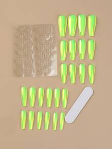 24 cái Quan Tài Dài Móng Tay Giả & 1 Băng Dán & 1 Cái Dũa Móng Tay - Nhiều màu - Xem 4