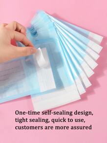 klimonla 20 件一次性小型自封紫外线消毒美甲工具收纳袋，美甲用品，美甲工具，美甲工具，返校，指甲，按压指甲用美甲工具 - 藍白色 - 查看 4