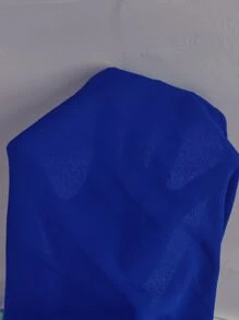 SHEIN Privé Puff Sleeve Square Neck Split Thigh Dress - Blue - View 3