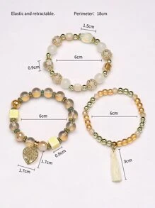 3入組流蘇墜飾串珠手鏈