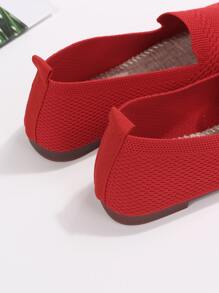 螢光紅方頭樂福鞋 - 紅色 - 查看 4