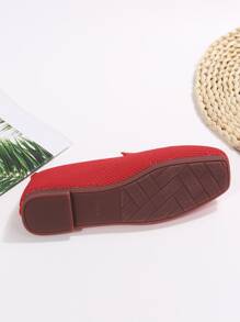 螢光紅方頭樂福鞋 - 紅色 - 查看 5