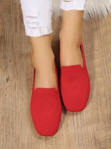 螢光紅方頭樂福鞋 - 紅色 - 查看 8