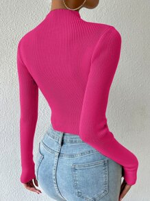 Elenzga Mock Neck Rib-Knit Crop Sweater Knit Pullover Fall Winter Outfit