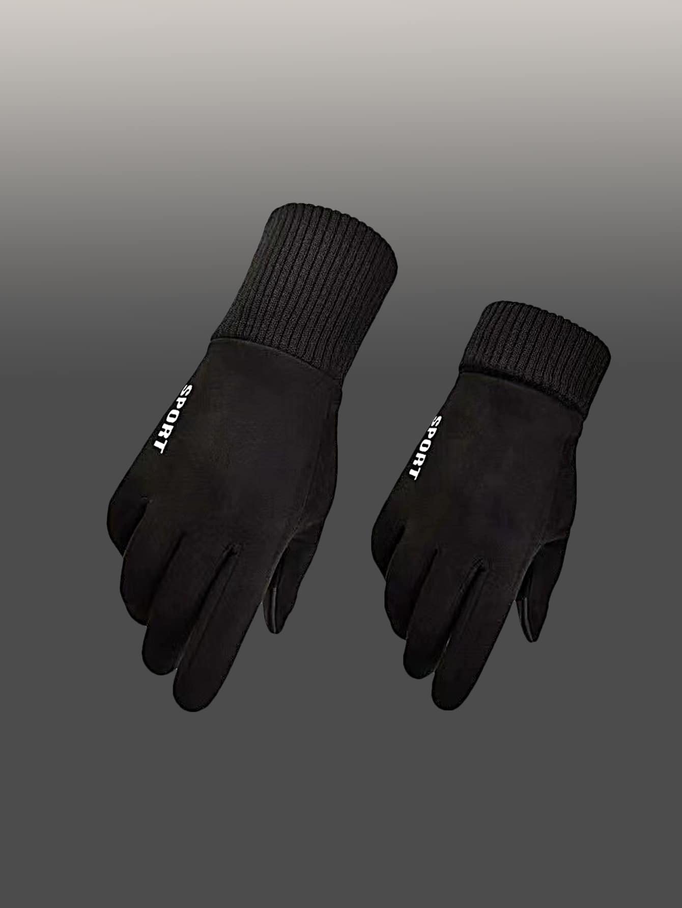 字母圖案手套 - 黑色 - 查看 1