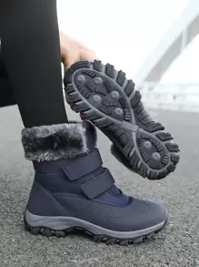 Frauen Wander Schneestiefel, hohe Winterschuhe, warm und einfach an- und auszuziehen mit Schnallenriemen, Winter