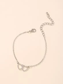 Heart Decor Chain Bracelet - Silver - View 2
