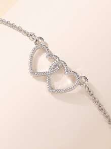 Heart Decor Chain Bracelet - Silver - View 3