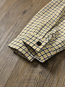 小女童格紋印花腰帶襯衫洋裝