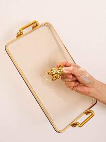 1pc Cartoon Bear Decor Tray With Handle - Multicolor - View 3