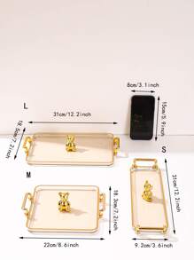 1pc Cartoon Bear Decor Tray With Handle - Multicolor - View 4