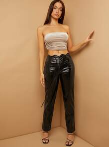 SHEIN BAE High Waist PU Leather Pants - Black - View 5