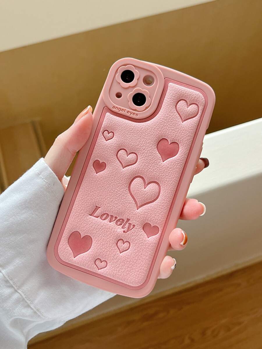 Funda para móvil con estampado de corazón - Rosa - Ver 1