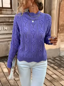 SHEIN LUNE Jersey tejido de cable de hombros caídos