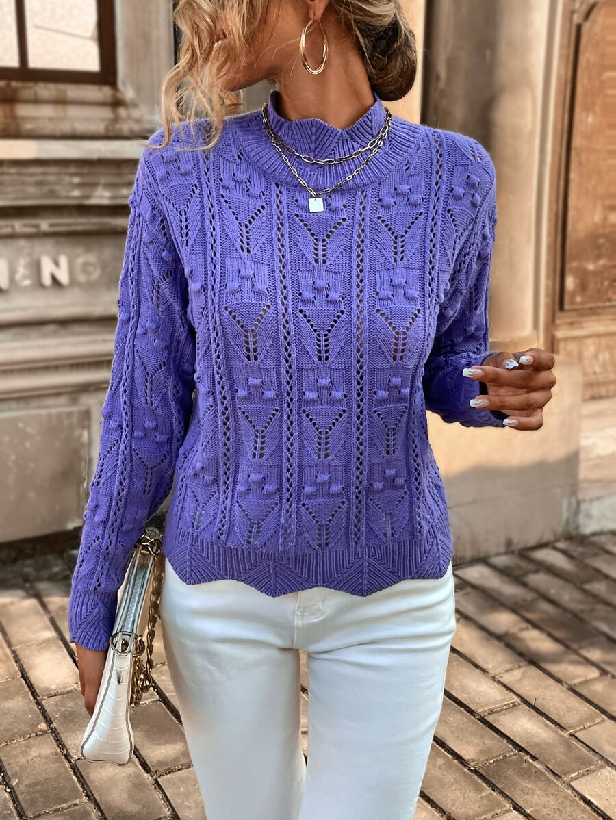 SHEIN LUNE Jersey tejido de cable de hombros caídos