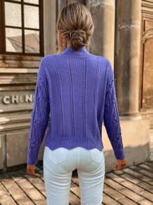 SHEIN LUNE Jersey tejido de cable de hombros caídos