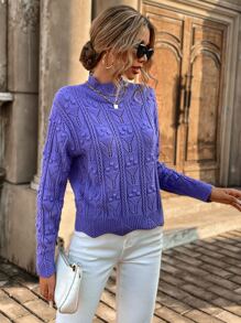 SHEIN LUNE Jersey tejido de cable de hombros caídos