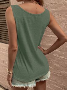 SHEIN LUNE Top tank con botón falso - Verde militar - Ver 2