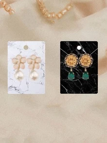 30 cái Đá cẩm thạch Mẫu Trang sức Màu Ngẫu nhiên Thẻ Hiển thị Trang sức - Nhiều màu - Xem 3