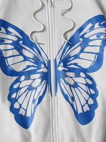 SHEIN EZwear Quần áo thể thao nữ Dây kéo Khối Màu Loại bướm Giải trí - Màu Xám nhạt - Xem 7