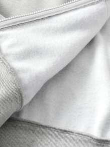 SHEIN EZwear Quần áo thể thao nữ Dây kéo Khối Màu Loại bướm Giải trí - Màu Xám nhạt - Xem 6