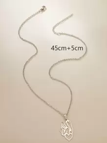 Naszyjnik z wydrążoną figurą i sercem - Srebro - Zobacz 3