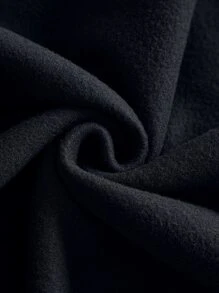 男士字母圖案袋鼠口袋抽繩加絨內裏連帽衫 - 黑色 - 查看 6