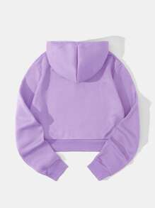 INAWLY 加絨內裏短款抽繩連帽衫 - 紫丁香色 - 查看 2