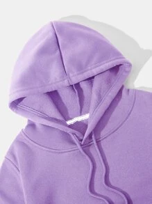 INAWLY 加絨內裏短款抽繩連帽衫 - 紫丁香色 - 查看 4