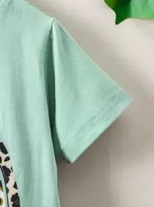 SHEIN Young Girl Slogan & Heart Print Tee