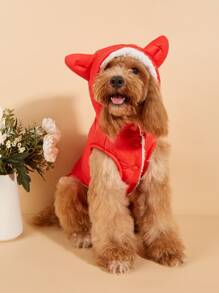 宠物秋季冬季加厚外套 - 紅色 - 查看 6