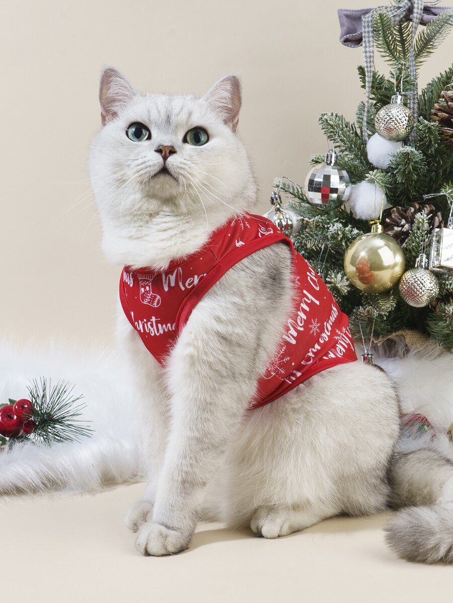 Petsin Christmas Snowman Bell Vest For Pets, 1pc - Red and White - View 1