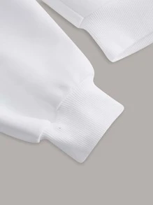 SHEIN EZwear 女士字母虎纹印花拉链连帽衫和喇叭裤休闲运动套装 - 白色 - 查看 4