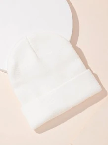 Toddler Kids Solid Beanie - White - View 2