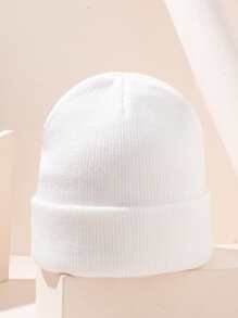 Toddler Kids Solid Beanie - White - View 3