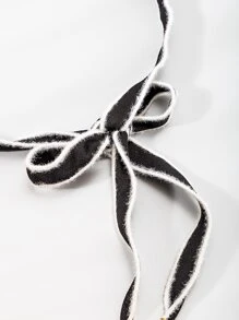 Cinturón de cordón con diseño de perla artificial - Blanco y Negro - Ver 5