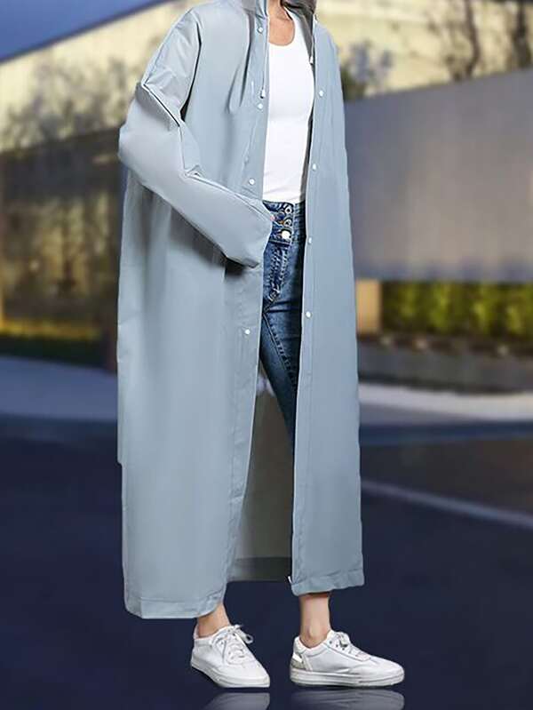 Solid Hooded Raincoat SHEIN USA