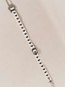 1件装可调节宠物车载安全带，心形图案，适合小型犬猫乘车，可用作狗狗汽车座椅套、宠物汽车座椅套 - 黑與白 - 查看 3