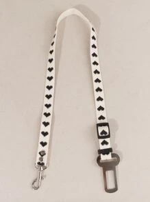 1件装可调节宠物车载安全带，心形图案，适合小型犬猫乘车，可用作狗狗汽车座椅套、宠物汽车座椅套 - 黑與白 - 查看 5