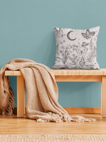 1pc Butterfly & Moon Print Cushion Cover Without Filler - Multicolor - View 5
