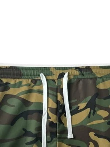 Manfinity EMRG Men Camo Print Flap Pocket Drawstring Waist Cargo Trousers - Multicolor - View 3